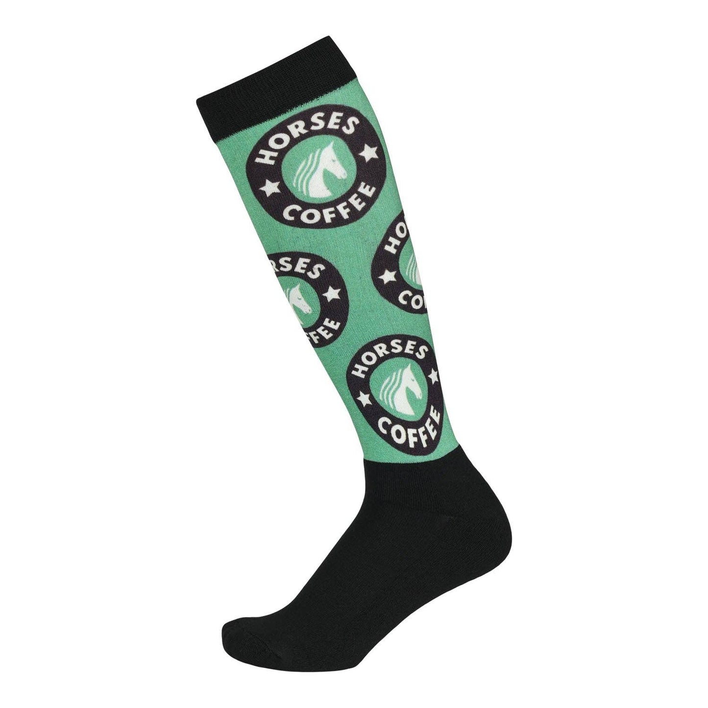 Dapplebay Slick Boot Socks-Horses & Coffee: Green / One Size