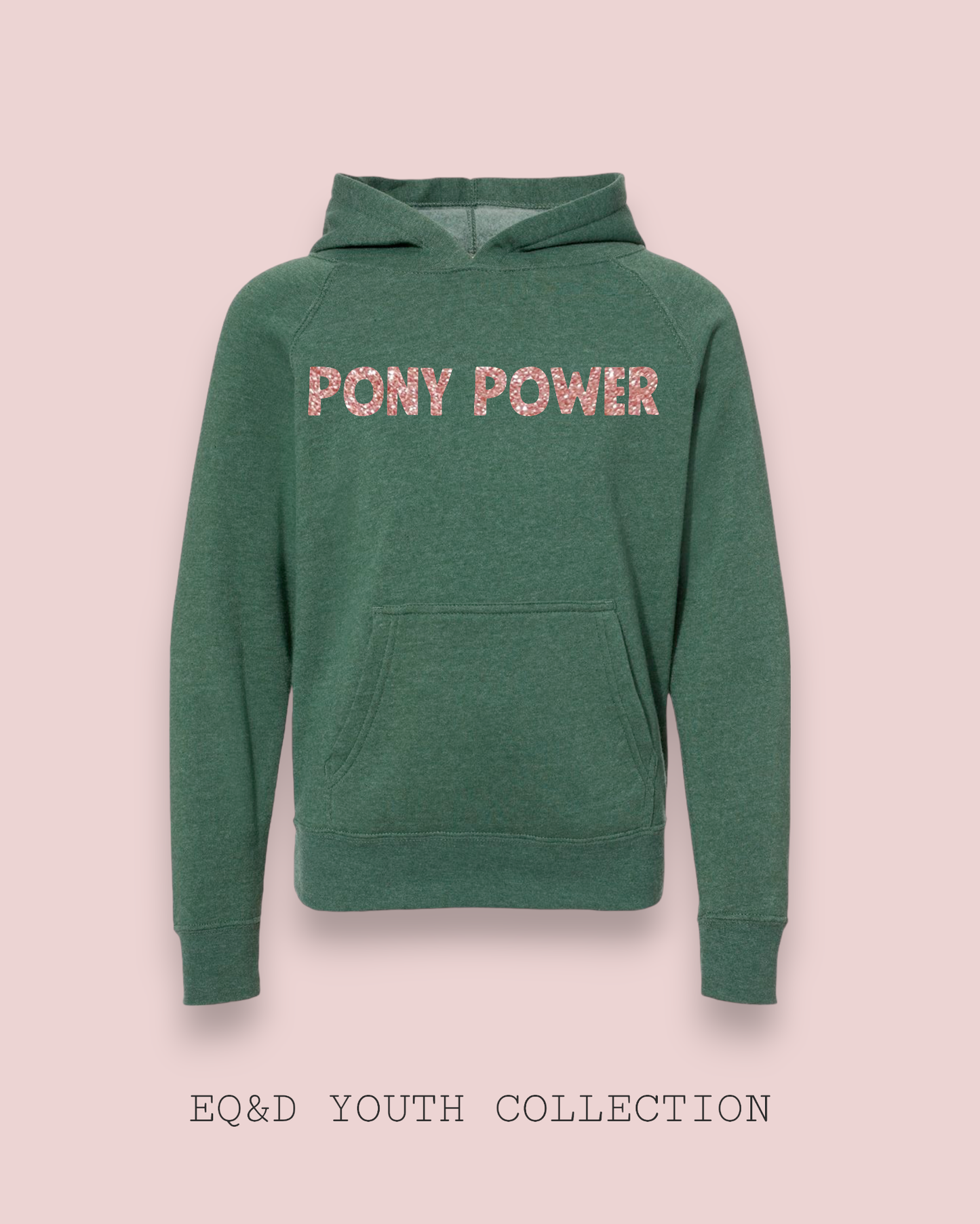 YOUTH PONY POWER HOODIE: POMEGRANATE/SILVER GLITTER / YL (14-16)
