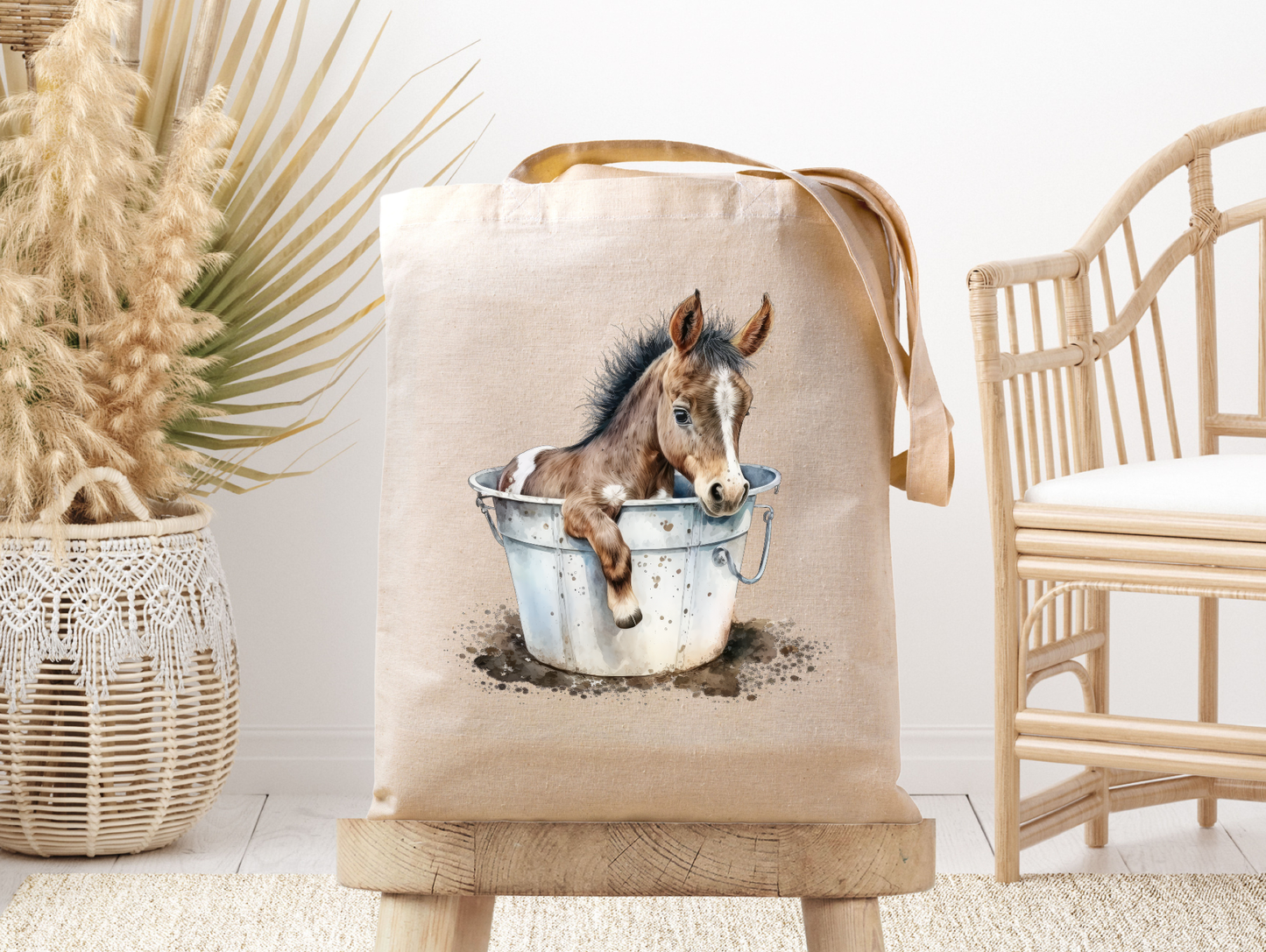 Baby Paint Horse Foal In Bucket - Farm - Canvas Tote Bag