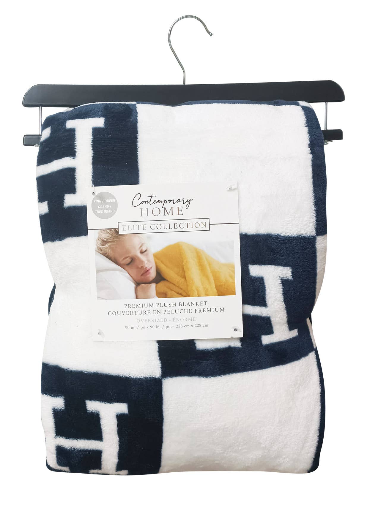 HNAVY90-1 - Print Luxury Soft Throw Blanket: GREY