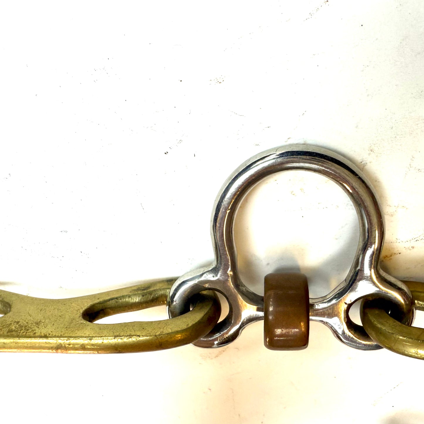 Bit Gag Nelson 1 1/2 Ring Custom Brass Wide Snaffle with Three Piece Copper Roller Avanti Italia