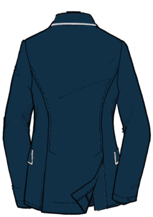 For Horses Cristina Custom Kids Show Coat - Custom Navy with Dove Grey Piping & Grey Button