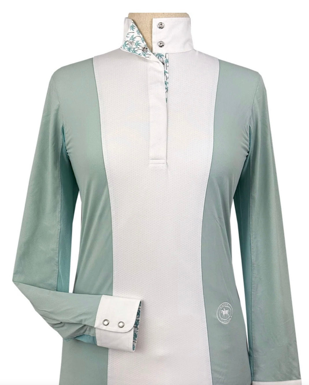 Essex Classics Ladies Luna Talent Yarn Luna II Blue Long Sleeve Performance Show Shirt Palm Trees