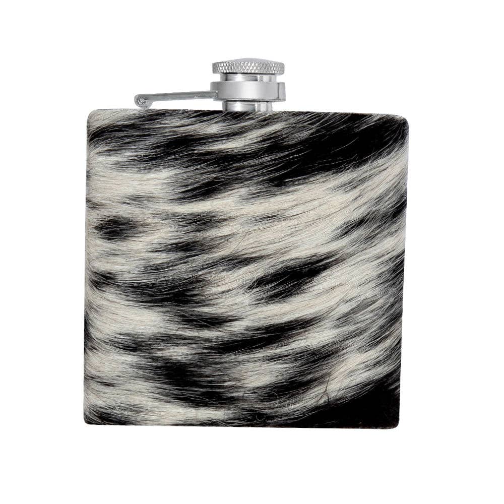 Mountain Trail Flask in Dark Hair-on Hide: (6 OZ)