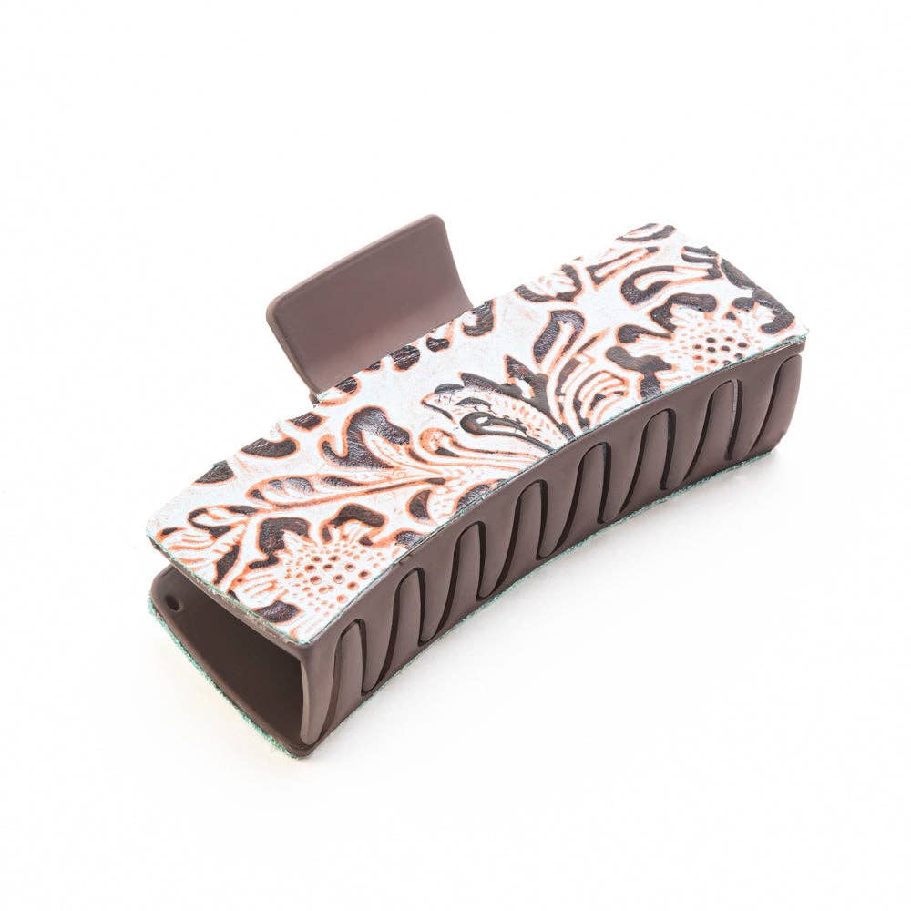 High Vista Hair Comb Clip In Turquoise: Hand-Tooled