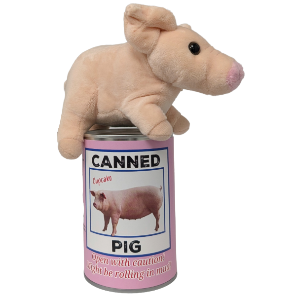 Canned Pig | Stuffed Farm Animal Plush w/Funny Jokes | Gift: Regular Lid