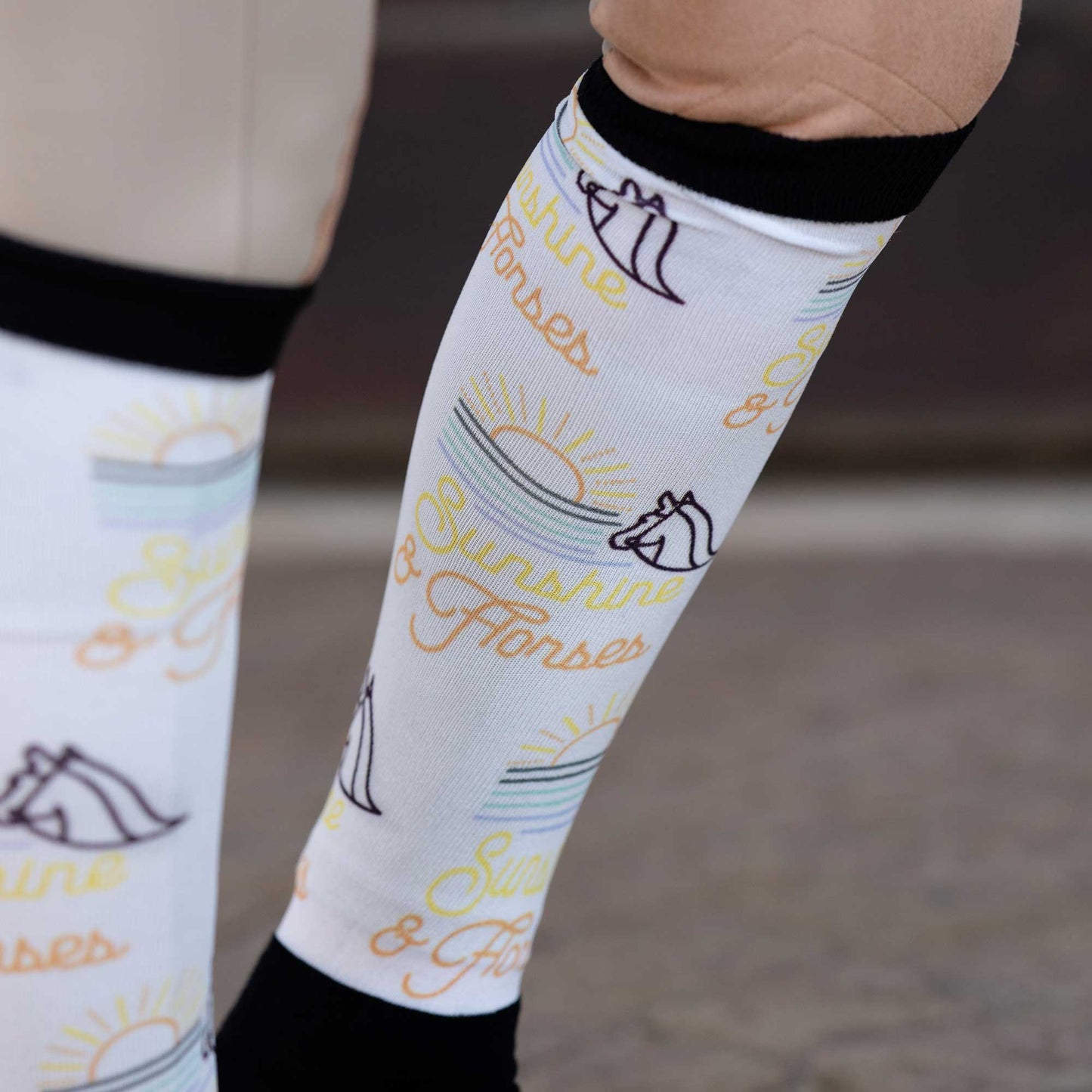 Dapplebay Slick Boot Socks - Sunshine & Horses: Multi / One Size