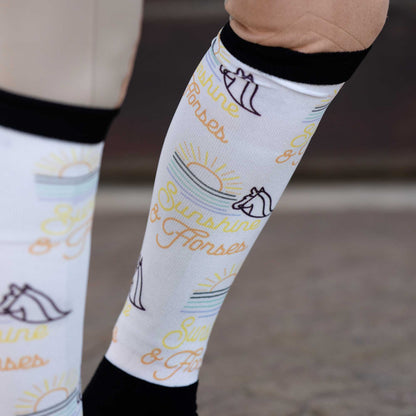 Dapplebay Slick Boot Socks - Sunshine & Horses: Multi / One Size