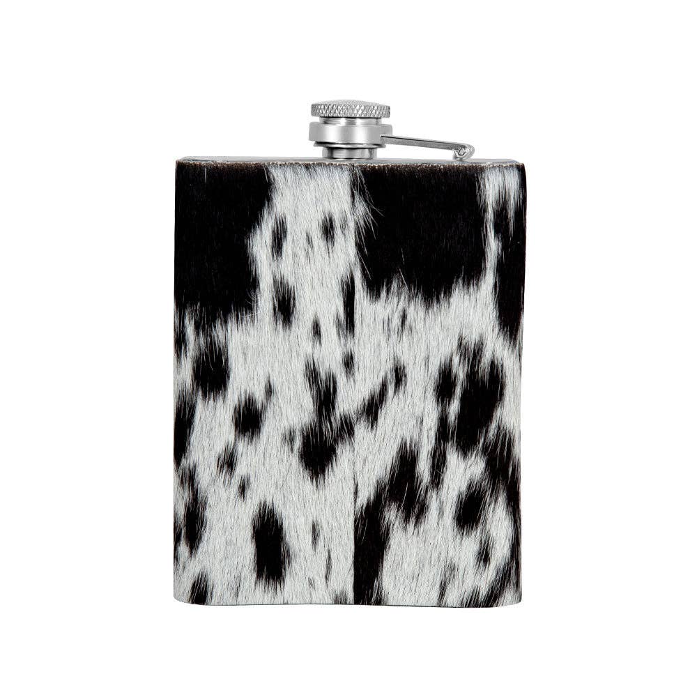 Mountain Trail Flask in Dark Hair-on Hide: (6 OZ)