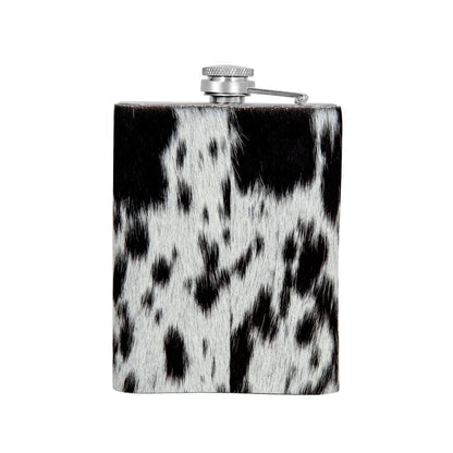Mountain Trail Flask in Dark Hair-on Hide: (6 OZ)