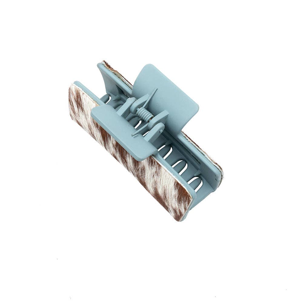 Cactus Bloom Ridge Hair Comb Clip: Turquoise Embossed