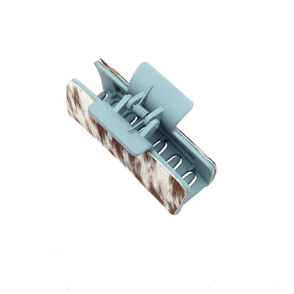 Cactus Bloom Ridge Hair Comb Clip: Turquoise Embossed