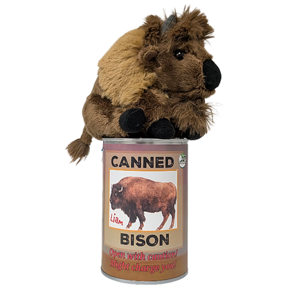 Liam the Canned Bison - Eco-Friendly Recycled Plush Gift: Regular Lid