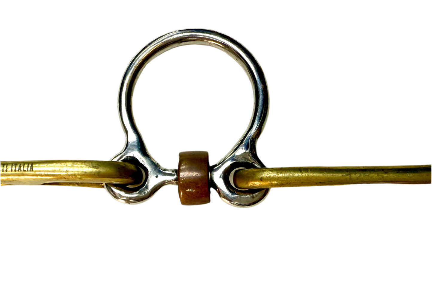 Bit Gag Nelson 2 Ring Custom Brass High Port Wide Snaffle with Three Piece Copper Roller Avanti Italia