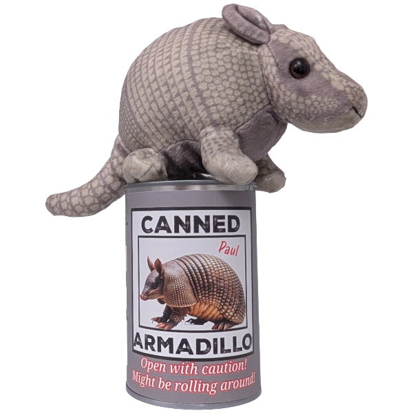 Canned Armadillo | Stuffed Animal Plush w/Funny Jokes on Can: Regular Lid