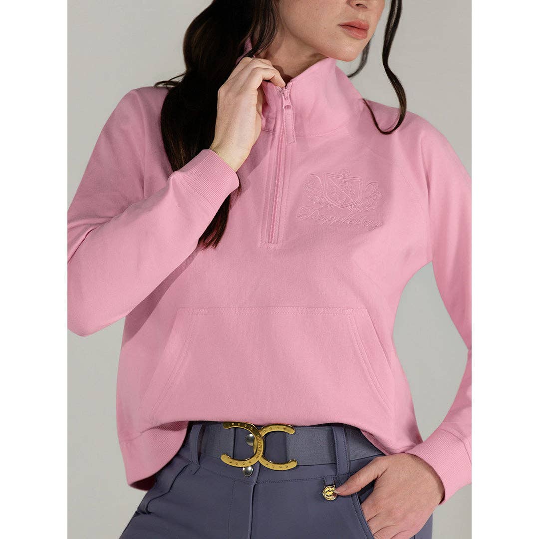 Dapplebay Crest 1/2 Zip French Terry Sweatshirt: Ballet Pink / M