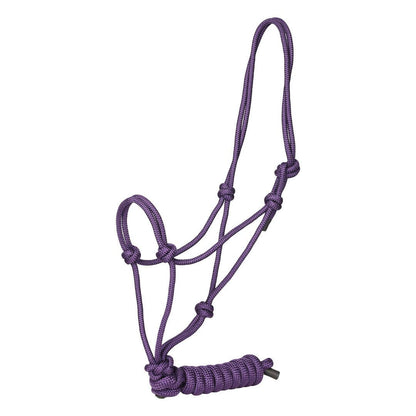 TuffRider Rugged Rope Halter with matching lead: Violet / Horse