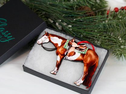 Chestnut Tobiano Western Pleasure Paint Horse Ornament Gift