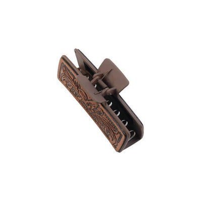 High Vista Hair Comb Clip In Dark Brown: Hand-Tooled