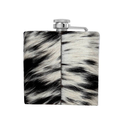 Mountain Trail Flask in Dark Hair-on Hide: (6 OZ)