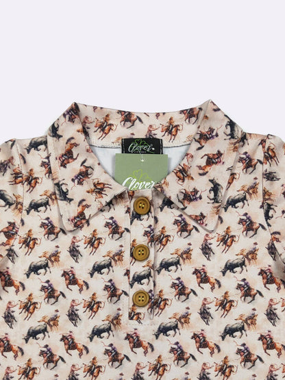 Roping Bulls Boy Collar Shirt: 9/10 yrs