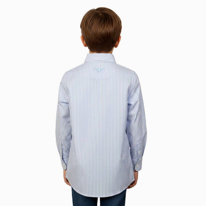 TuffRider Boys ADEY Stripe Shirt: Light Blue / M