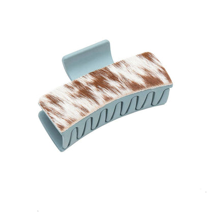 Cactus Bloom Ridge Hair Comb Clip: Turquoise Embossed