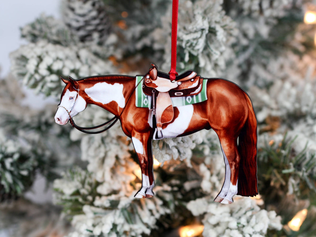 Chestnut Tobiano Western Pleasure Paint Horse Ornament Gift