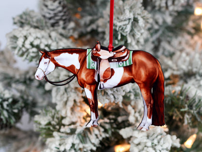 Chestnut Tobiano Western Pleasure Paint Horse Ornament Gift