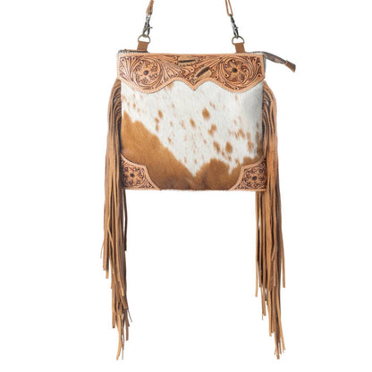 Tumbleweed Trail Fringed hand-tooled bag for women in Light Brown: Light Brown