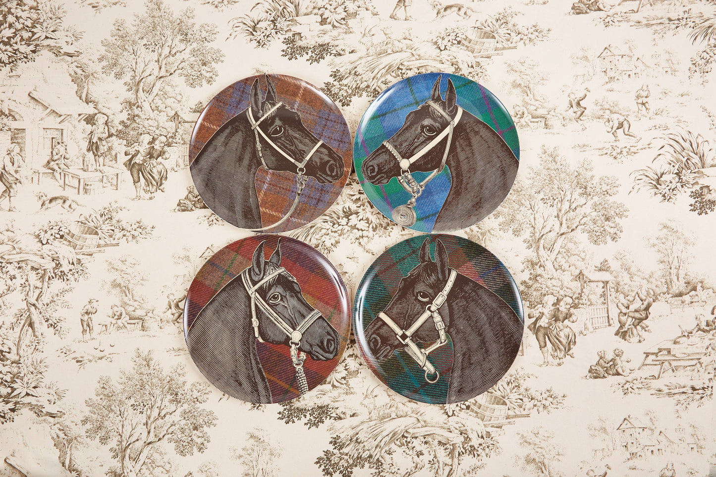 EQUUS TWEED DINNER PLATES SET/4