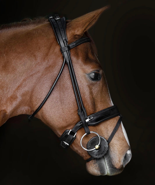 Acavallo bit guard in soft gel. This tool protects the lip corners of horses with more sensitive skin.