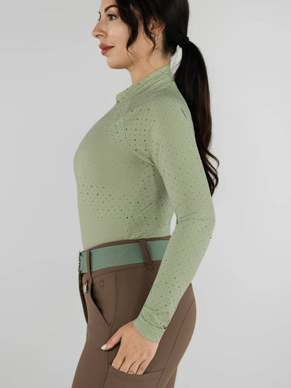 Dapplebay Aircut Mock Neck LS Top-Sage: SAGE / M