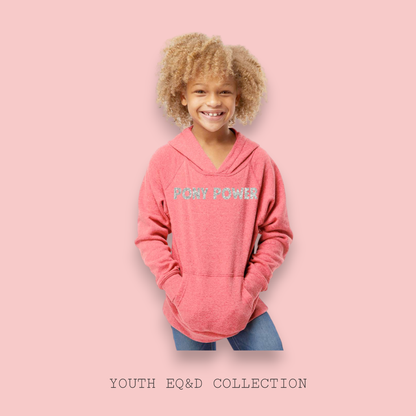 YOUTH PONY POWER HOODIE: POMEGRANATE/SILVER GLITTER / YXL(18-20)
