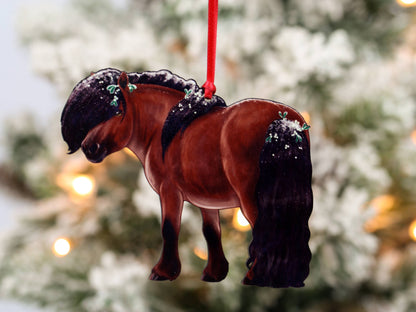 Bay Shetland Pony Ornament - Pony Christmas Ornament Décor
