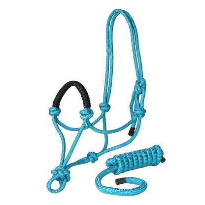TuffRider Rugged Rope Halter Braided Noseband with matching lead: Red / Horse