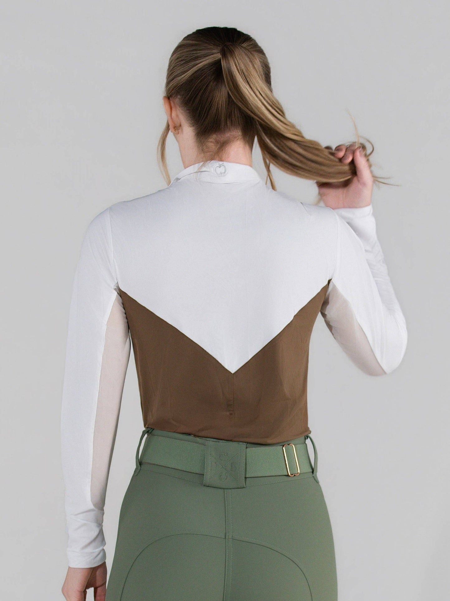 Dapplebay Lady 1/4 Zip LS Show Top-Chestnut: Chestnut / L
