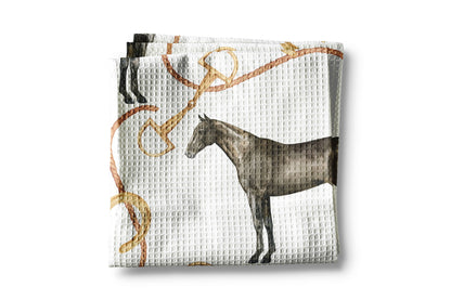 Horse Pony Equestrian Tack Kitchen Towel Waffle Gifts Farm: Transparent Cellophane Sleeve with Hanger Flap