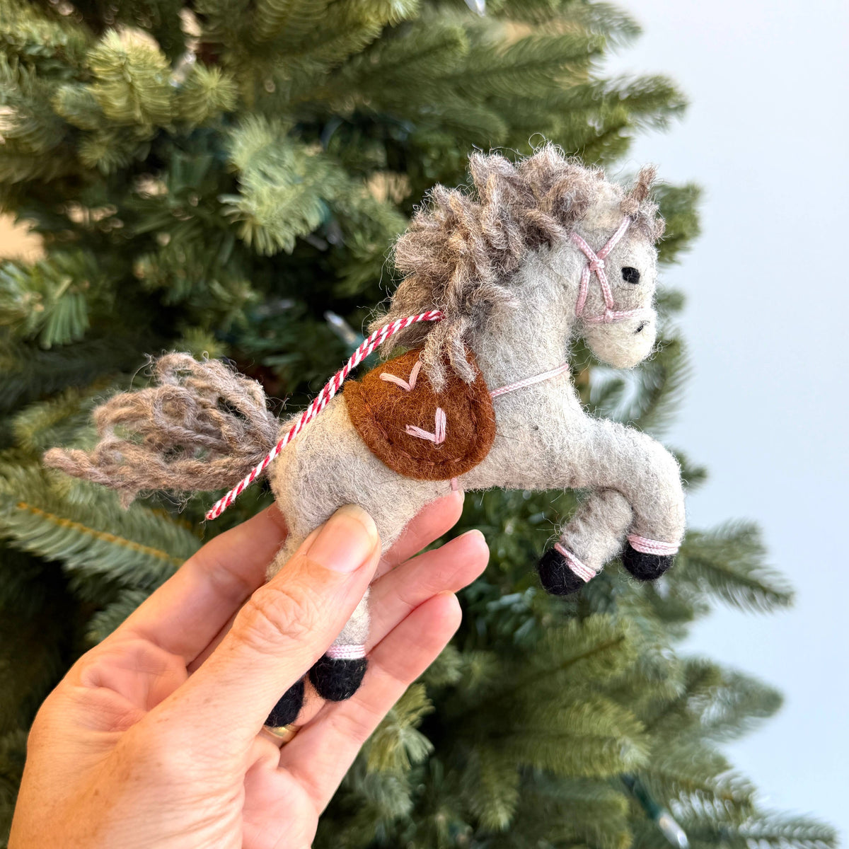 Prancing Pony Felt Wool Christmas Ornament