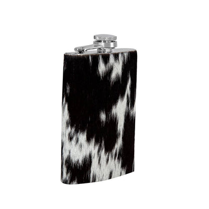 Mountain Trail Flask in Dark Hair-on Hide: (6 OZ)
