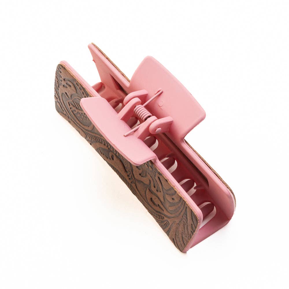 High Vista Hair Comb Clip In Pink and Brown: Turquoise-Embossed