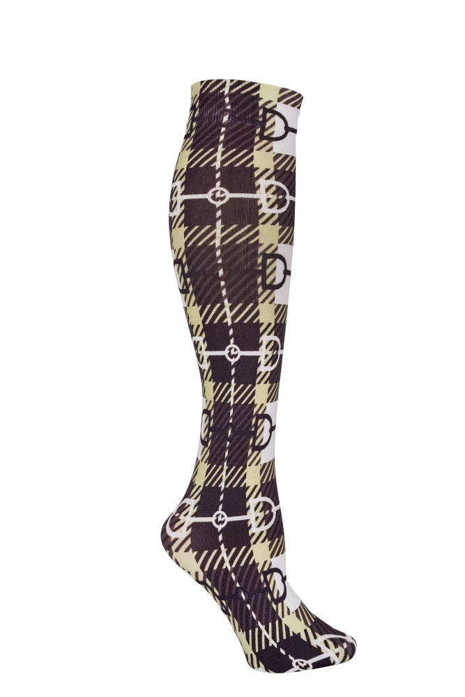 AWST Int'l Snaffle Bit Plaid Socks: Tan