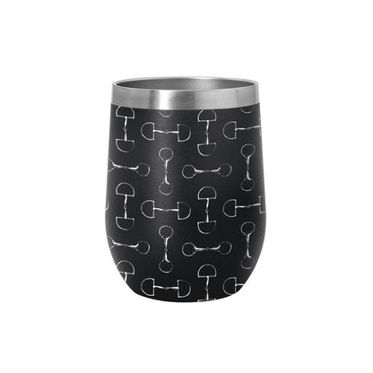 AWST Int'l 12 oz Stainless Steel Wine Tumbler-Lila Vintage Snaffle Bit: White / STD