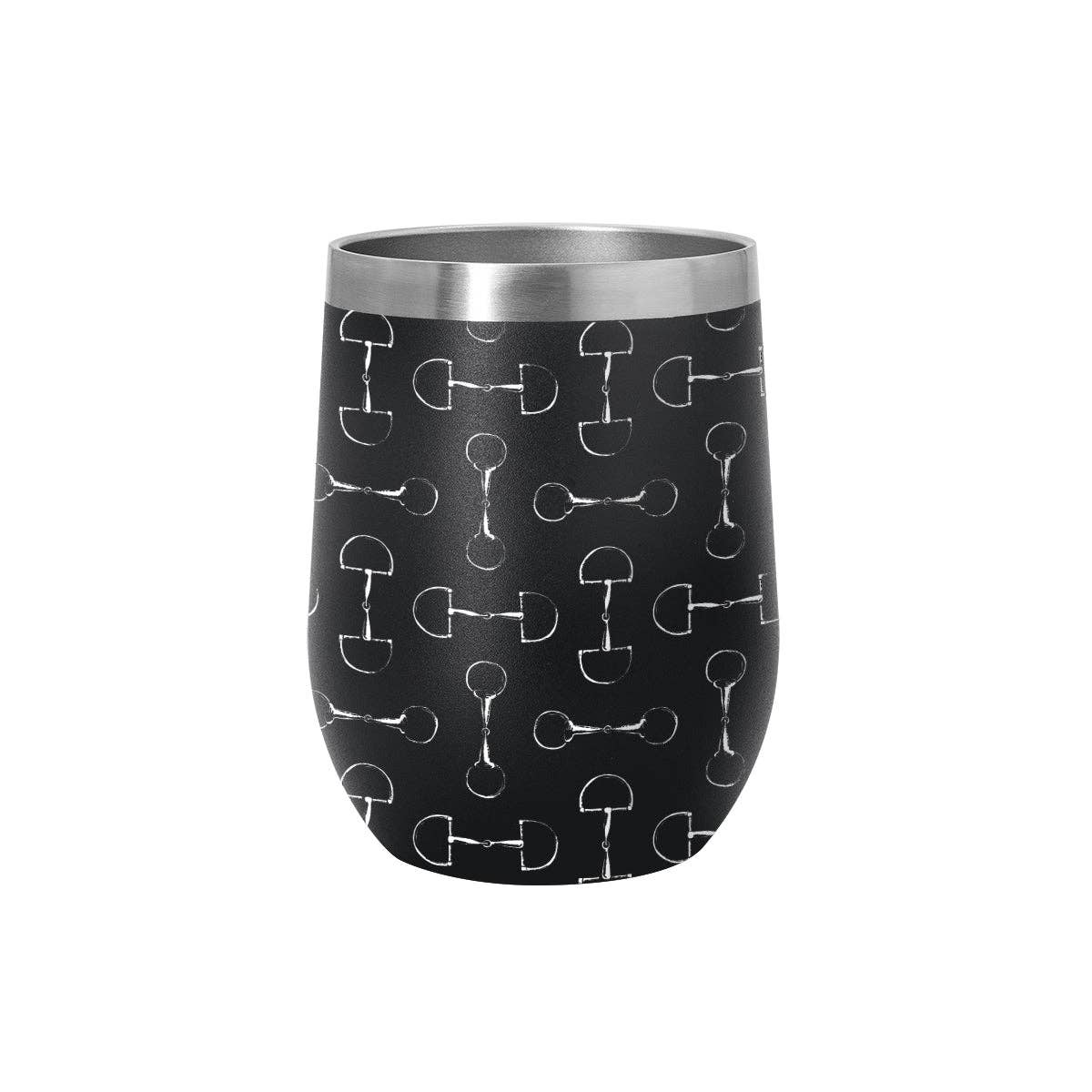 AWST Int'l 12 oz Stainless Steel Wine Tumbler-Lila Vintage Snaffle Bit: Black / STD