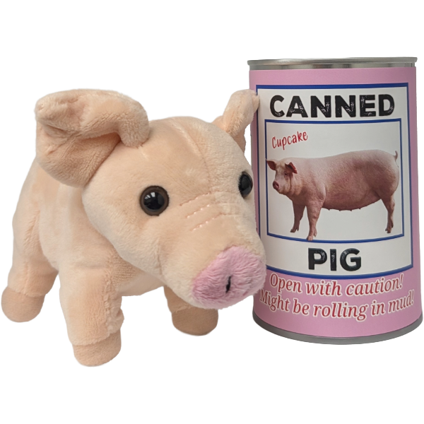 Canned Pig | Stuffed Farm Animal Plush w/Funny Jokes | Gift: Regular Lid