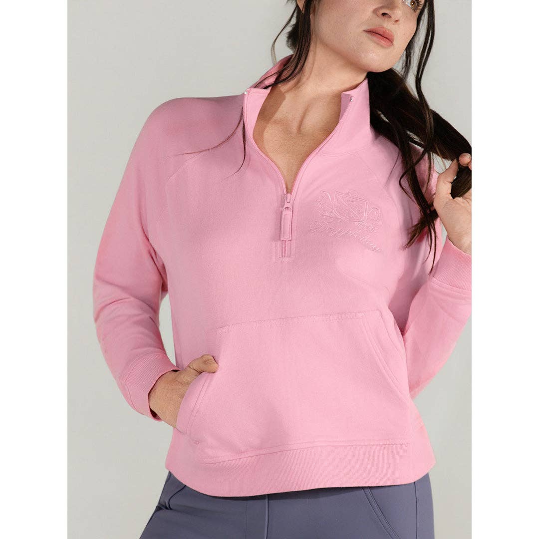 Dapplebay Crest 1/2 Zip French Terry Sweatshirt: Ballet Pink / M