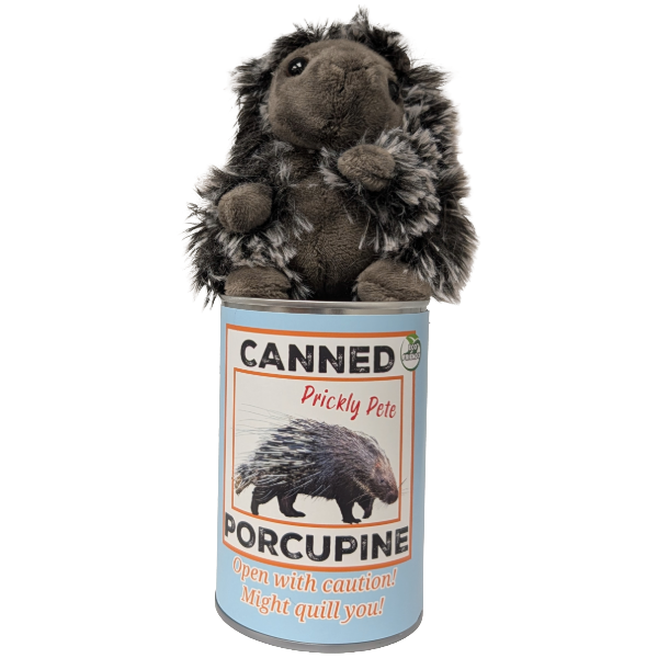 Canned Porcupine | Stuffed Animal Plush w/Funny Jokes | Gift: Regular Lid