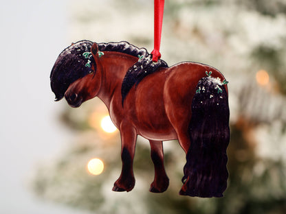 Bay Shetland Pony Ornament - Pony Christmas Ornament Décor