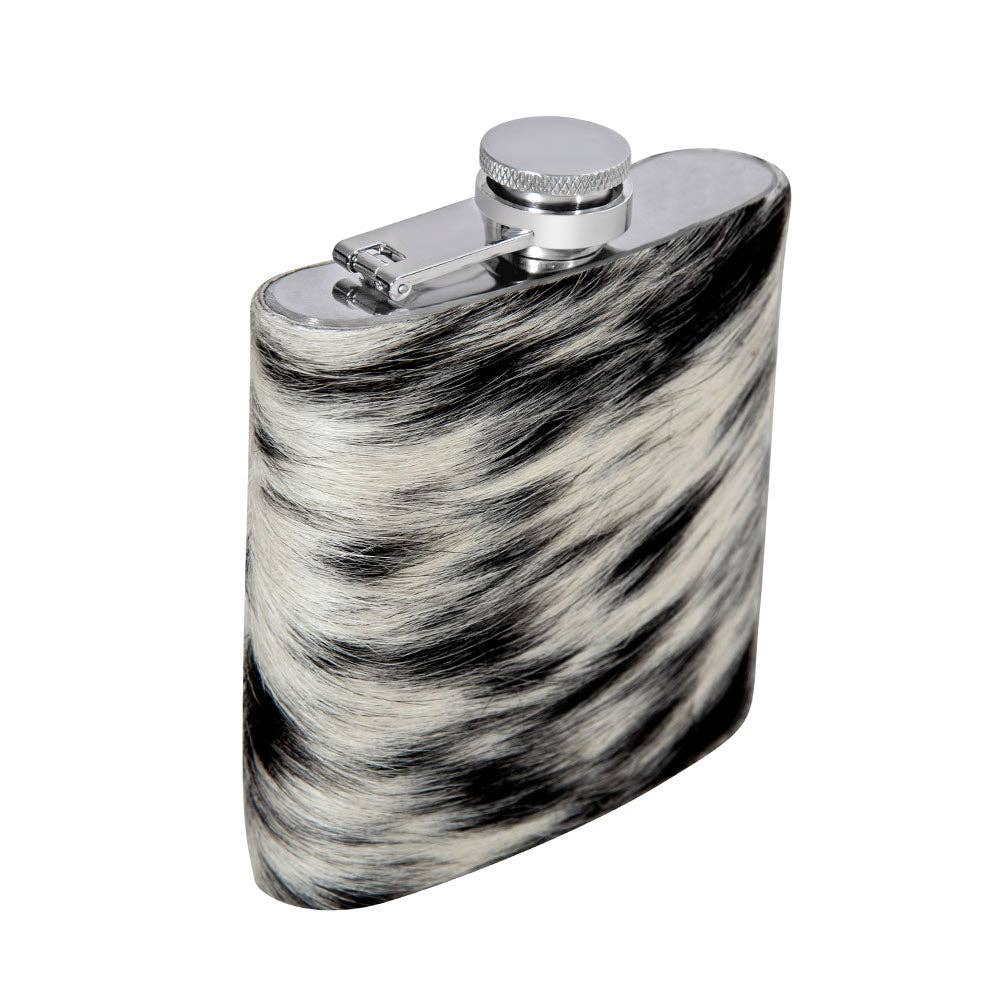 Mountain Trail Flask in Dark Hair-on Hide: (6 OZ)