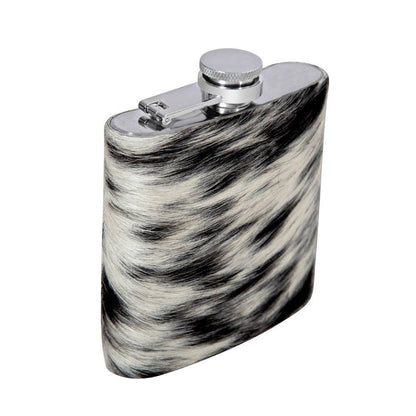 Mountain Trail Flask in Dark Hair-on Hide: (6 OZ)